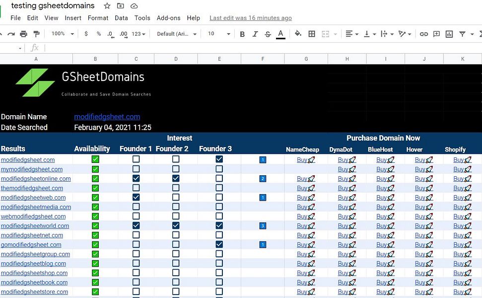GSheetDomains