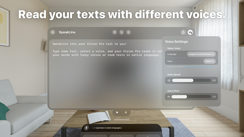 Screenshot of SpeakLine – Text to Speech
