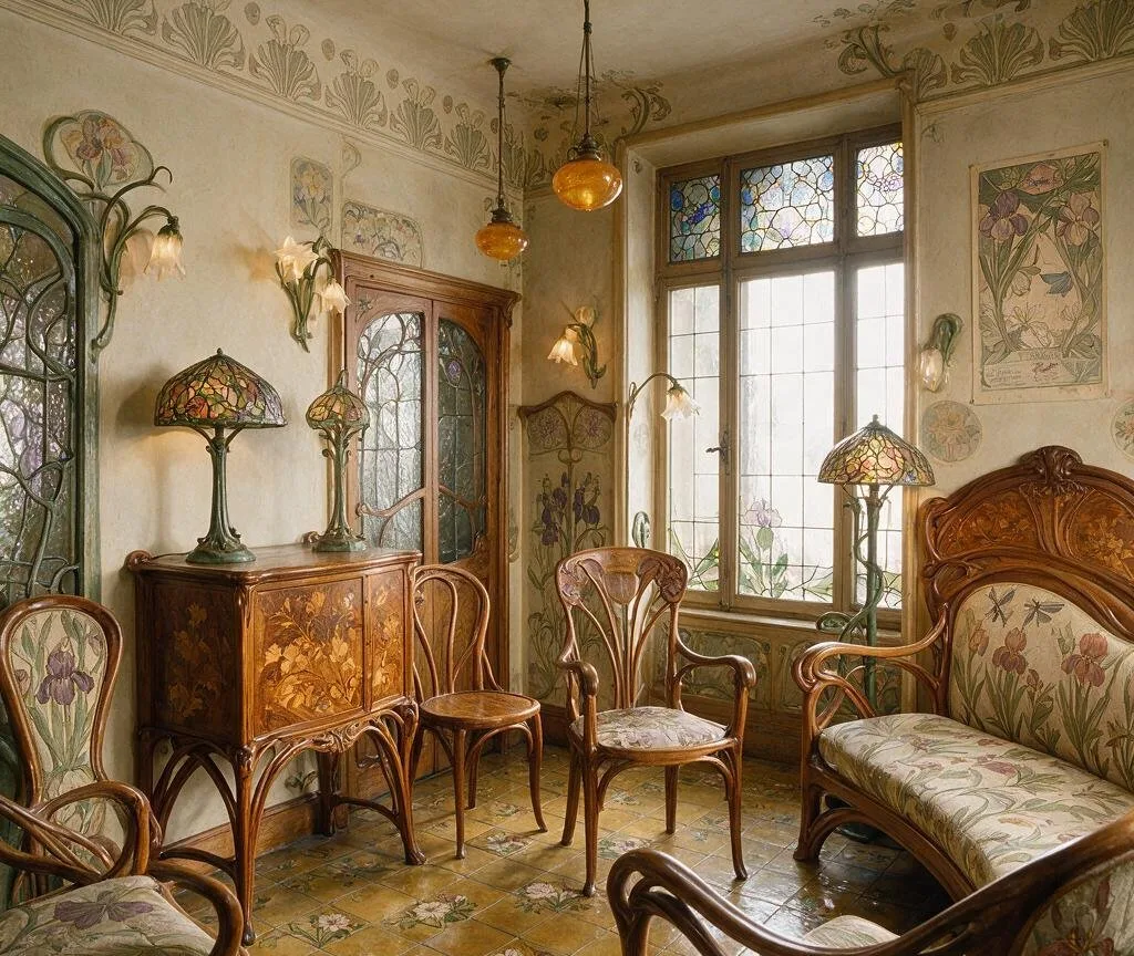 A living room in the Art Nouveau style