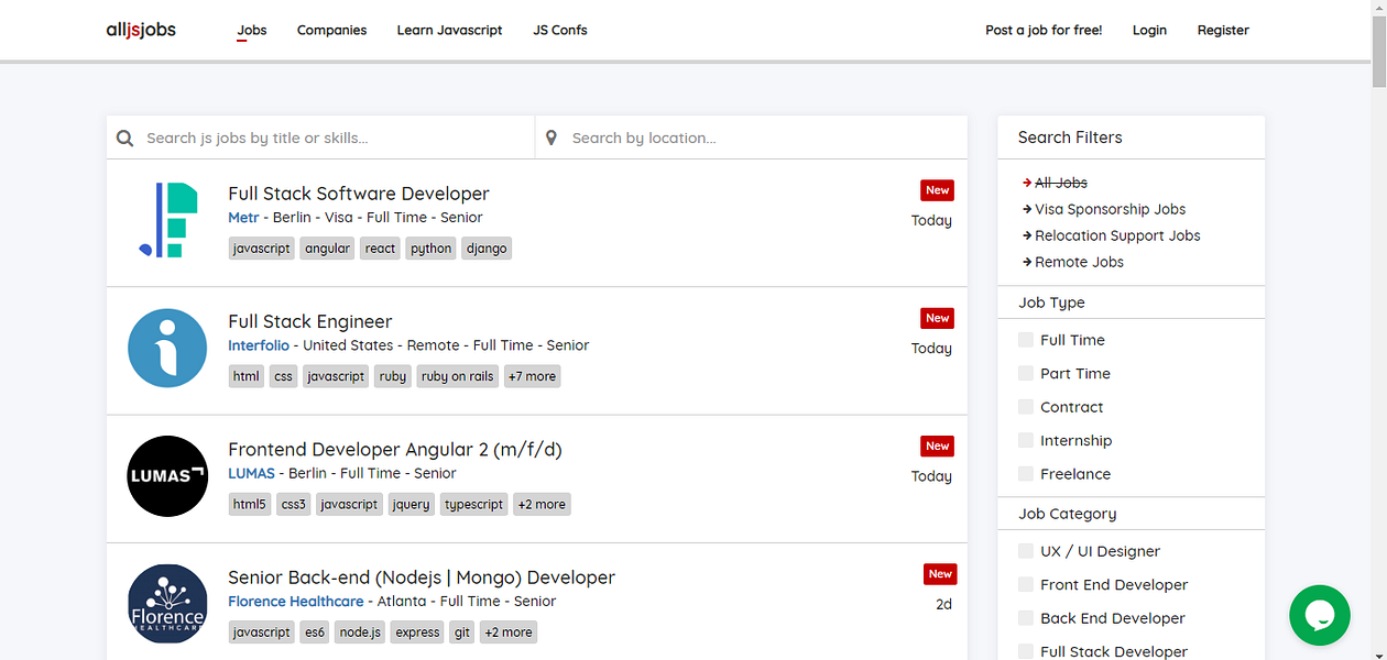 All JavaScript Jobs