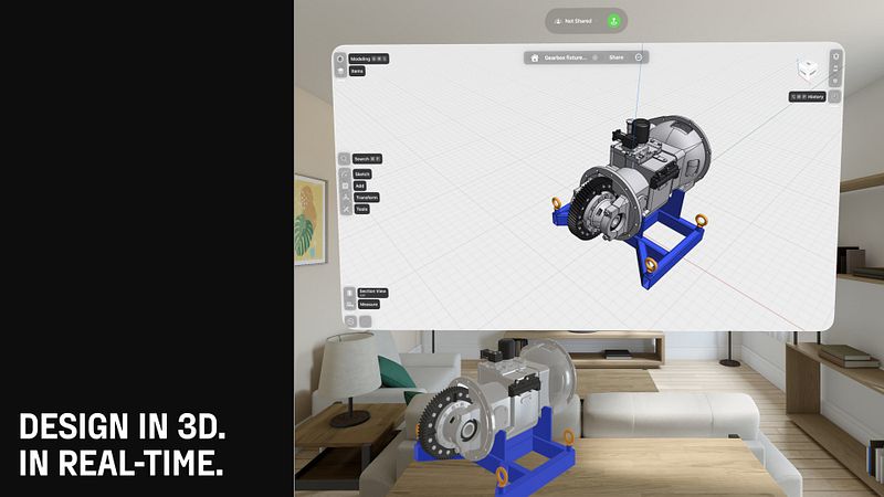 Screenshot of Shapr 3D CAD modeling