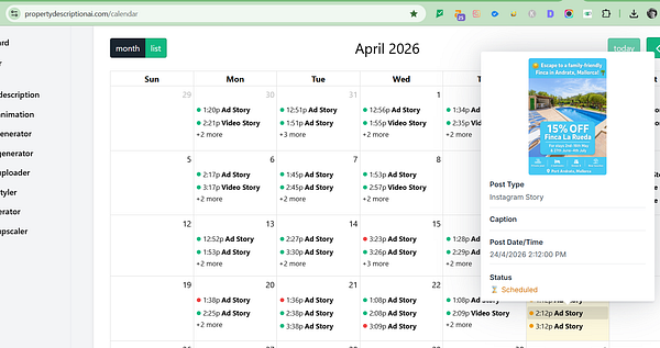 Screenshot of an Instagram story posting interface with a preview and scheduling options.