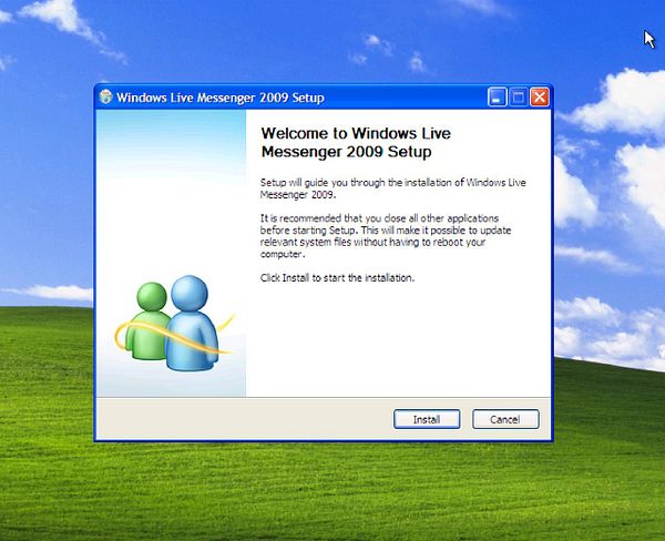 Installation wizard for MSN Messenger on Windows XP.