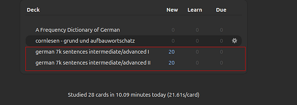 Screenshot of a language learning app showing German vocabulary flashcards focusing on numbers 11 to 15.