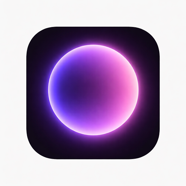 A minimalist iOS app icon design featuring two overlapping dark blue ovals with a gradient background transitioning from orange to yellow.