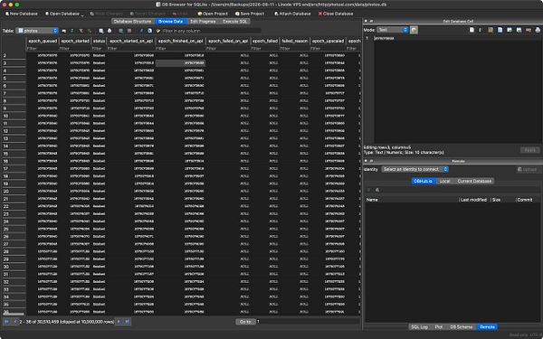 Terminal window showing the progress of streaming a 170GB file with details on read speed, time elapsed, and data completed.