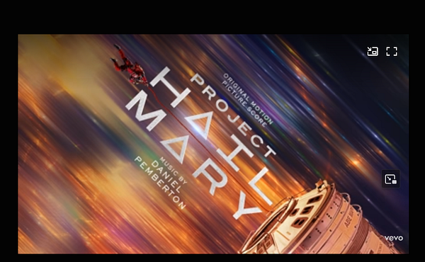 Poster of the movie 'Project Hail Mary', featuring the protagonist in a spacesuit holding an illuminated object in a dark, space-themed background.