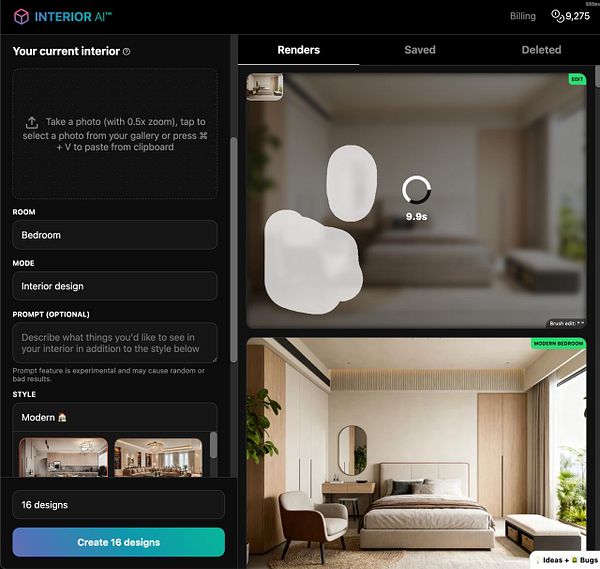 Floor plan with an inpaint placeholder mask highlighted in orange as part of an editing process.