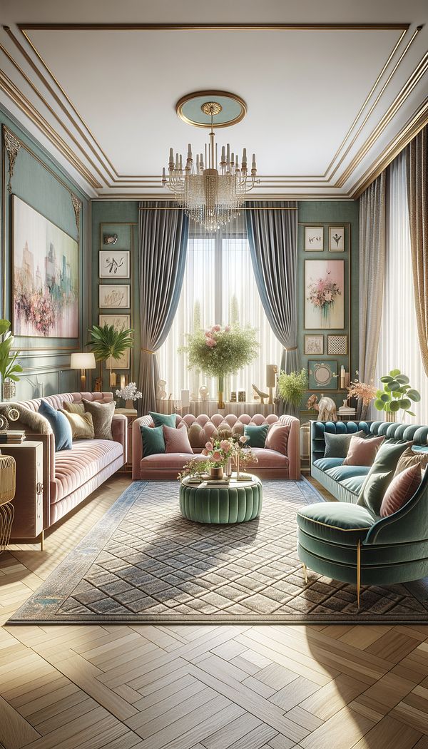 A beautifully styled living room showcasing a well-balanced aesthetic with a combination of textures, colors, and decorative elements.