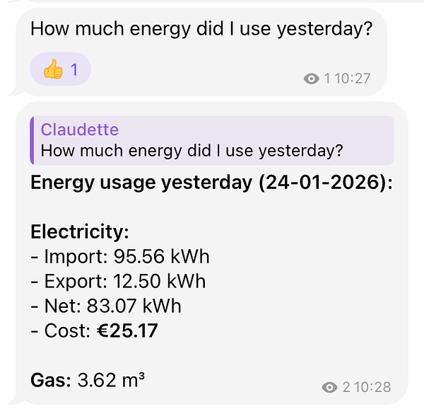 Screenshot of a JavaScript code snippet defining a function to fetch and display energy usage data on a webpage.