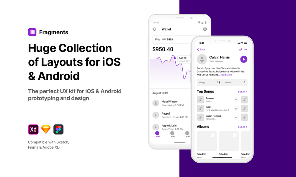 Fragments Android Wireframe Kit