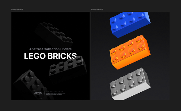 The image features a visually striking poster showcasing LEGO bricks in various colors against a dark background.