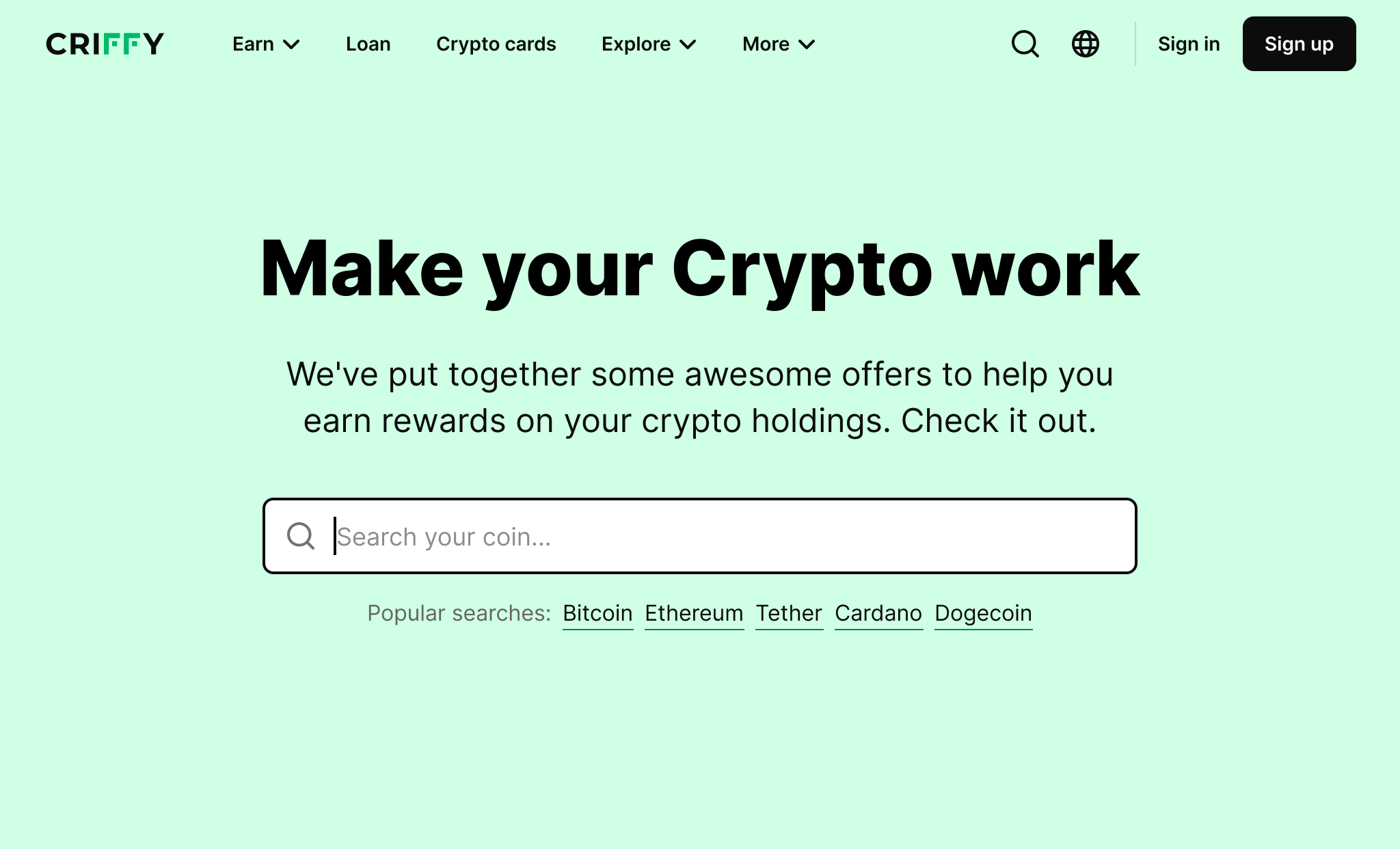 Criffy: Staking, DeFi, Lending and Crypto Card Aggregator | BetaList