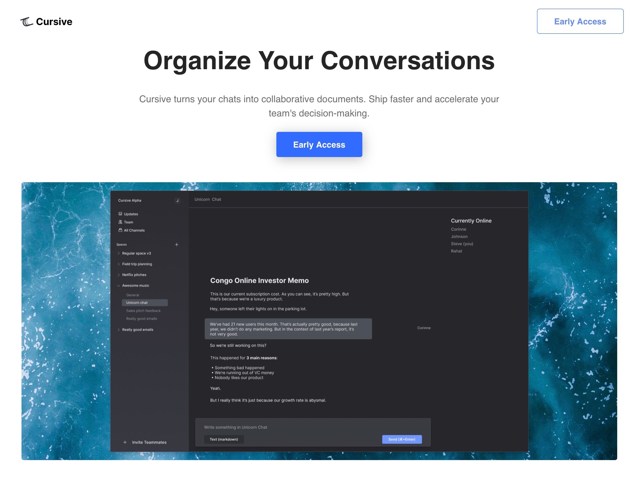 Cursive: Organized messaging for productive teams | BetaList