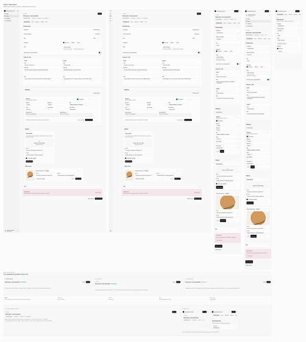 Admin panel UI design system focused on account management with dark theme and clear hierarchical layout.