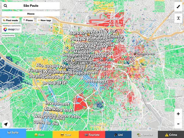 Map interface with location markers and a pinned location information window for Austin, TX.