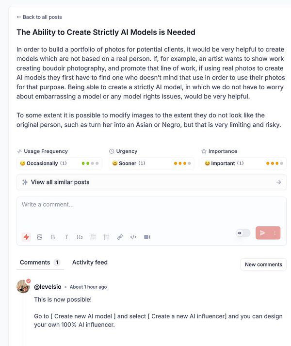 The image displays a task post discussing the need for creating strictly AI models for photography.