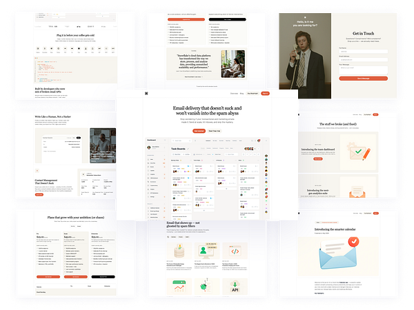 A collage of various web pages showcasing the Brightlight SaaS theme.