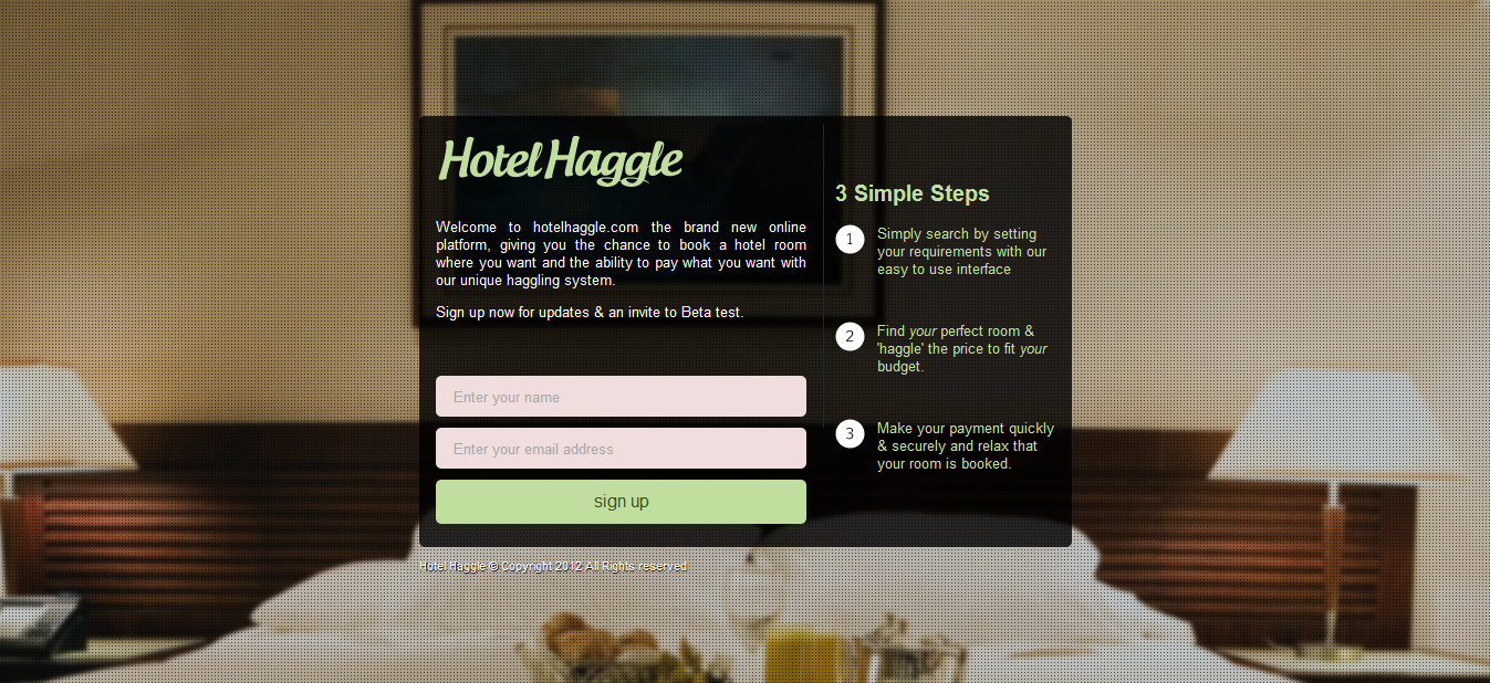 Hotel Haggle Haggle on the price of a hotel room BetaList