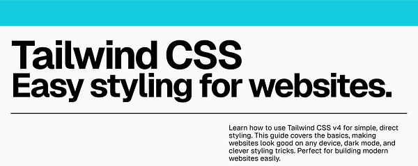 The image features a promotional graphic for Tailwind CSS v4, highlighting its utility-first approach to web styling.