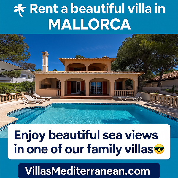 A stunning villa in Mallorca with a swimming pool and beautiful sea views.