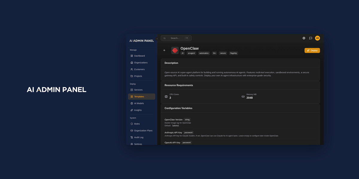 AI Admin Panel