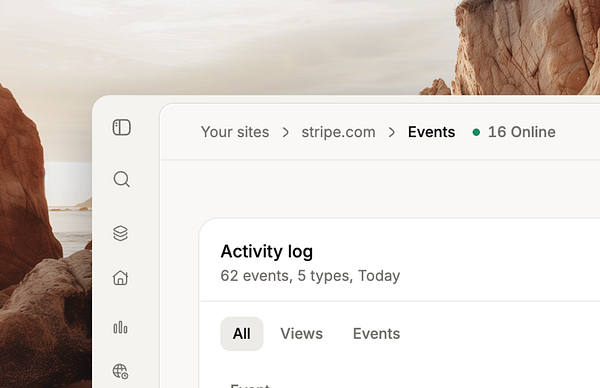 Screenshot of a user interface showing multiple breadcrumb navigation elements at the top and a partially shrunk sidebar on the left with workspace thumbnails and icons.