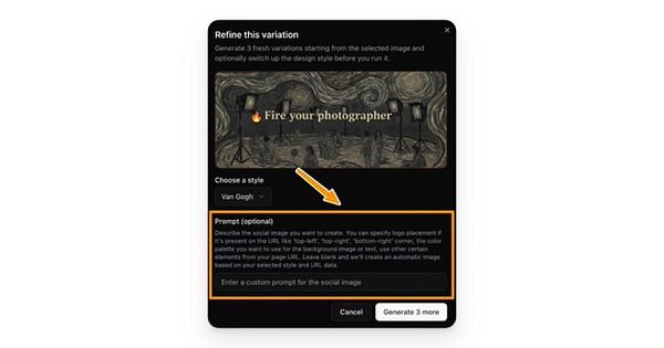 The image displays a user interface for refining an original image with customizable prompts.