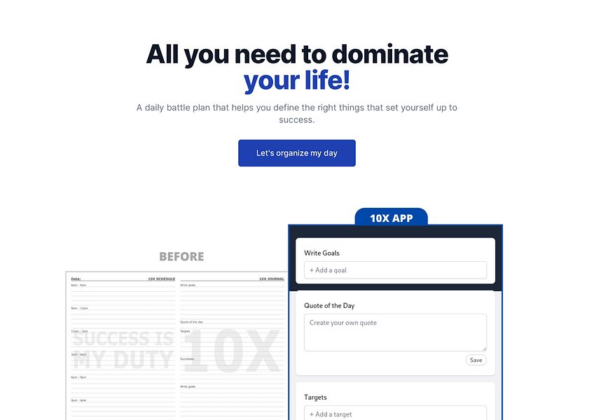 10X Planner App