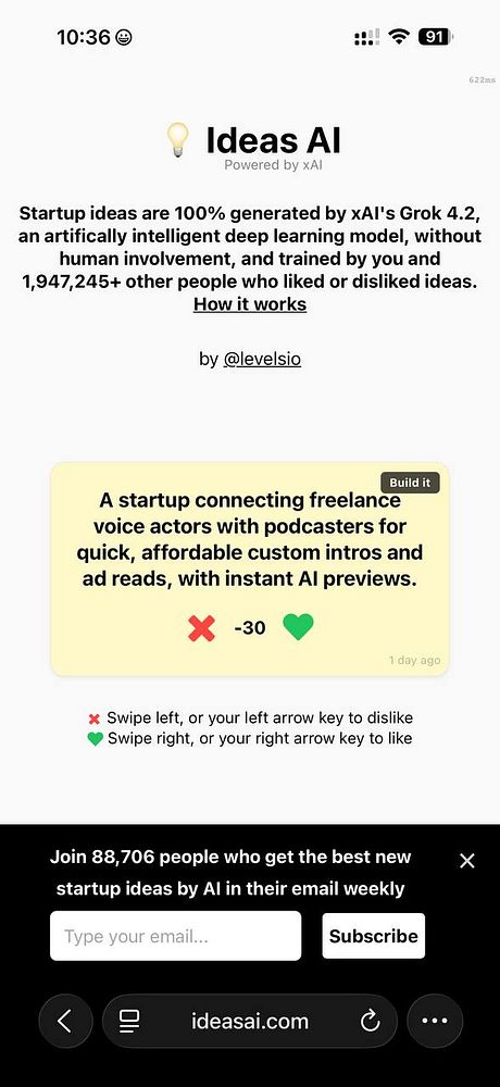Screenshot of a web page showcasing a chat interface with an AI assistant and an input field for building ideas with AI.