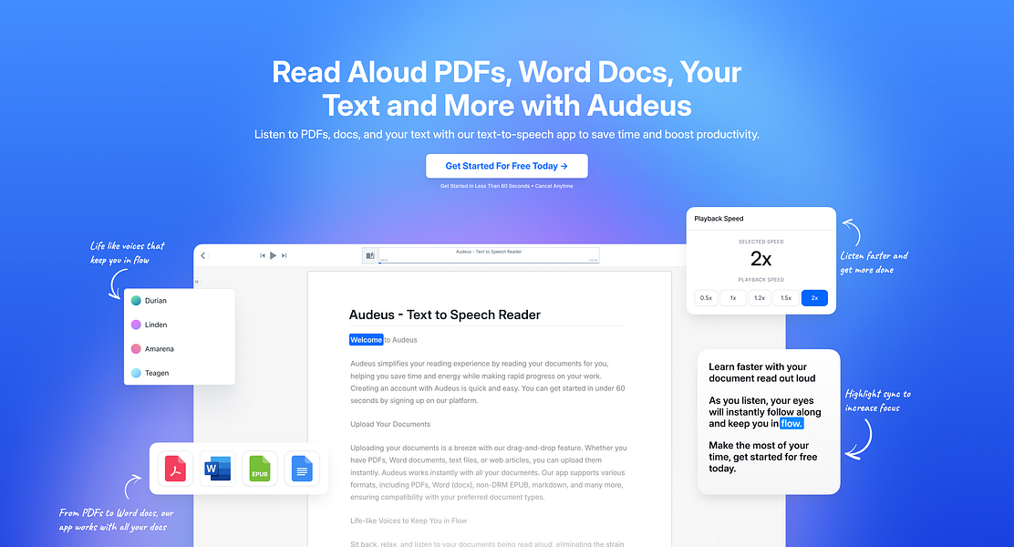 Audeus Text-to-Speech Reader