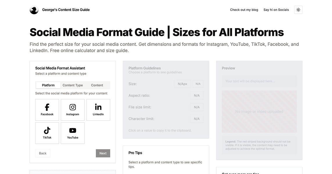 ContentSizeGuide.com