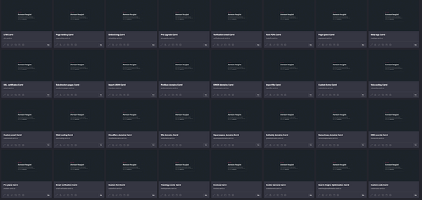 A grid of 32 Carrd.co subdomain sites created based on popular keywords.