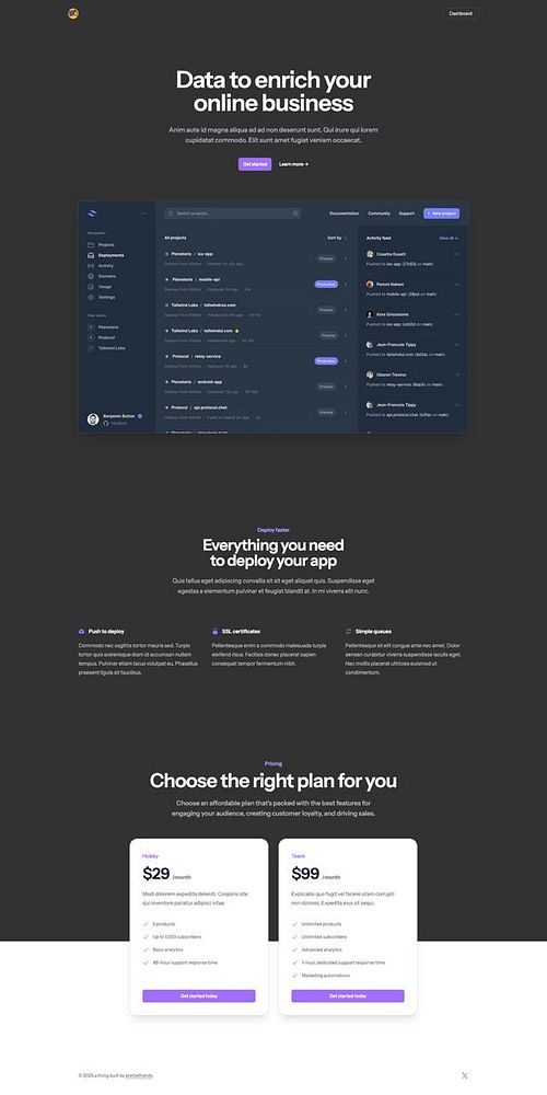 A sleek landing page design showcasing a data enrichment service for online businesses.