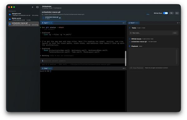 Screenshot of a software agent harness interface showing task management, iteration details, and a running task window with logs and controls.