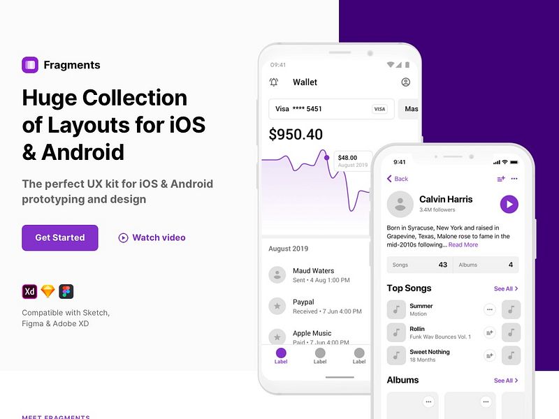 Fragments Android Wireframe Kit