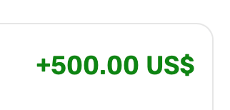 A PayPal balance showing a positive amount of $500.00.