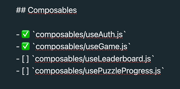 A task list for updating composables in a Nuxt project.