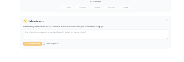 The image displays a feedback box interface for user input.