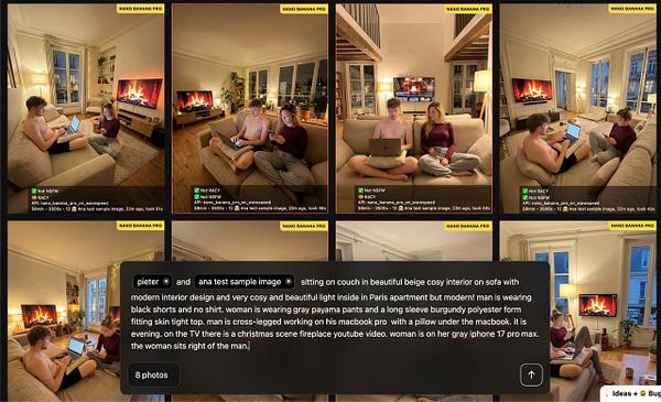 A cozy indoor scene featuring two individuals engaged in work on a couch in a modern apartment.