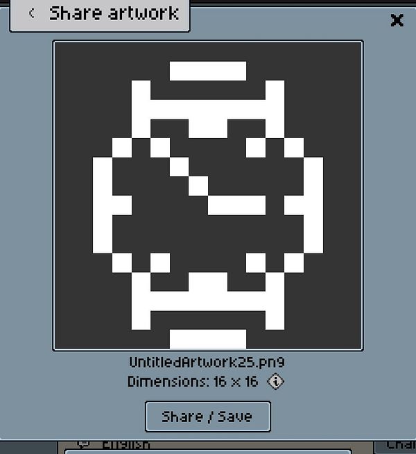 A pixel art design displayed in a sharing interface.