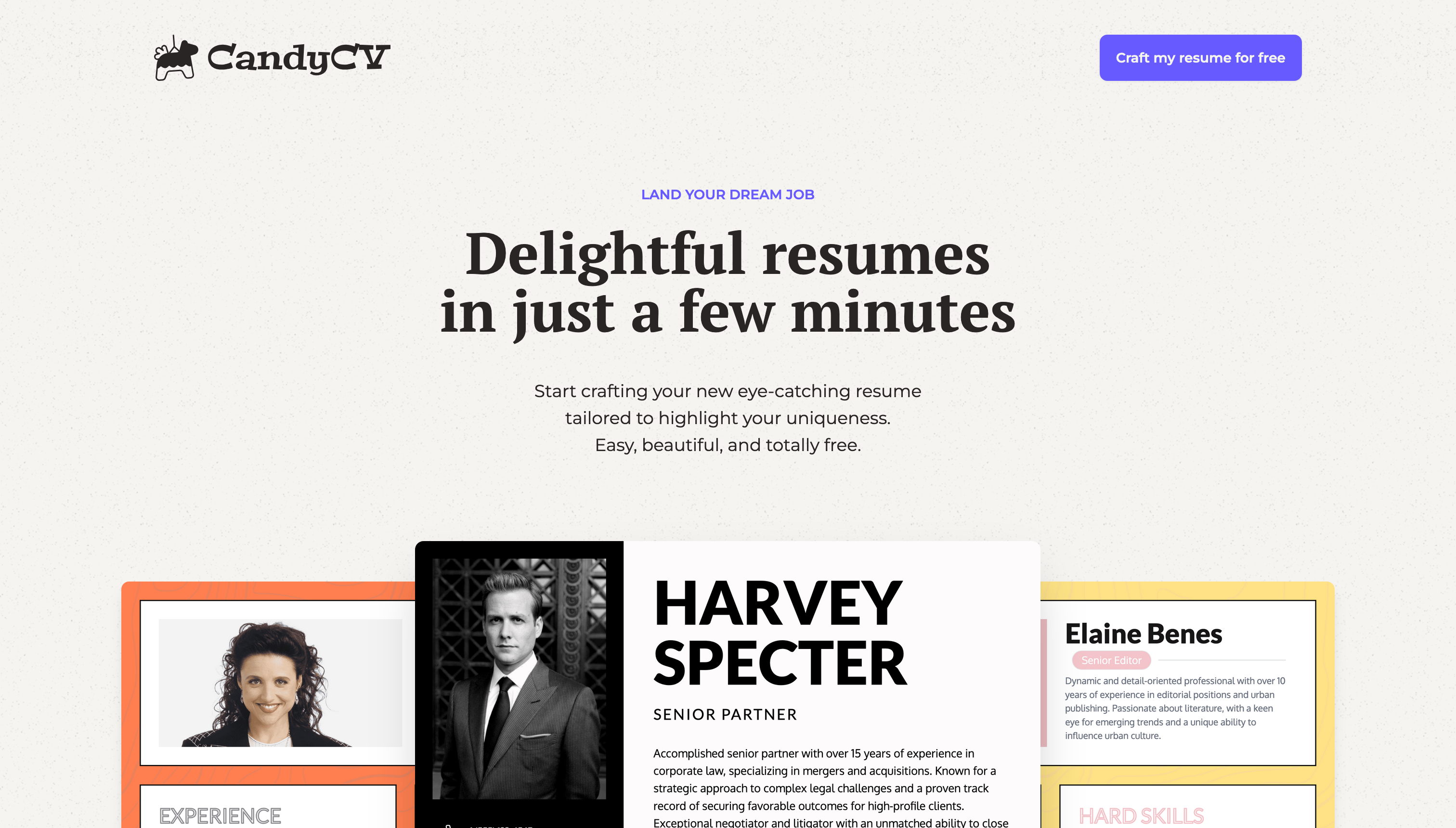 CandyCV: Delightful resumes in just a few minutes