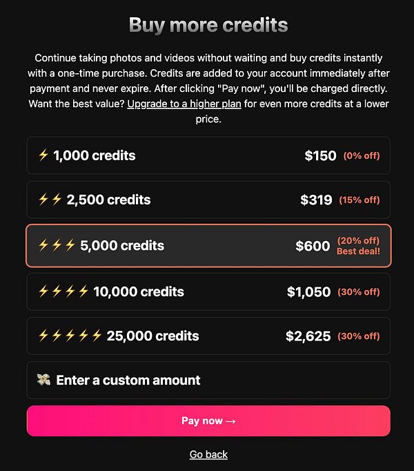 Screenshot of a dark-themed digital interface showing the details of a task labeled 'Increase price per credit' with various comments and metadata.