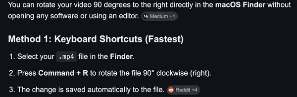 Screenshot of a Mac Finder window showing a rotated .mp4 video file named 'videoplayback.mp4' in the Movies folder.