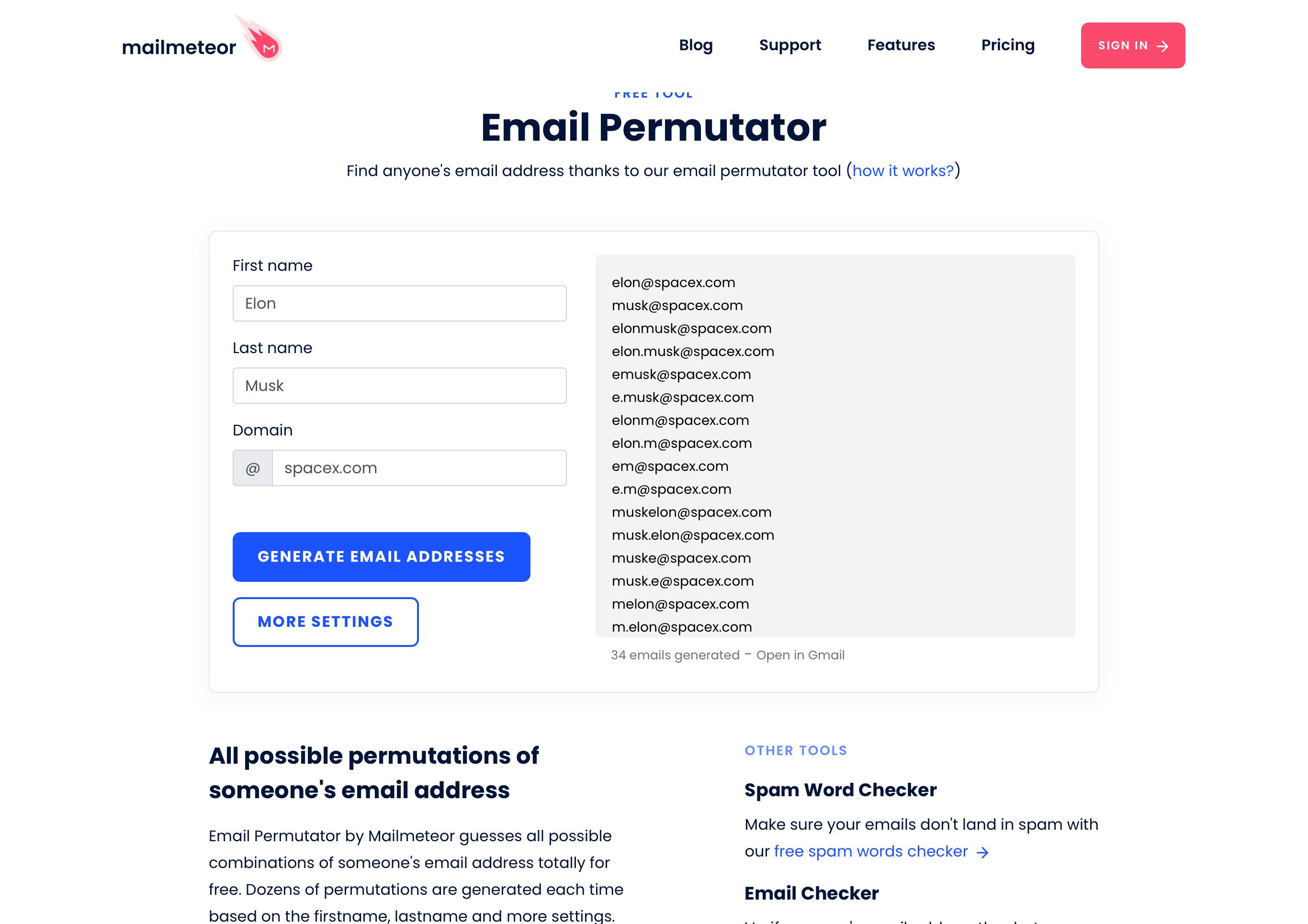 Email Permutator by Mailmeteor