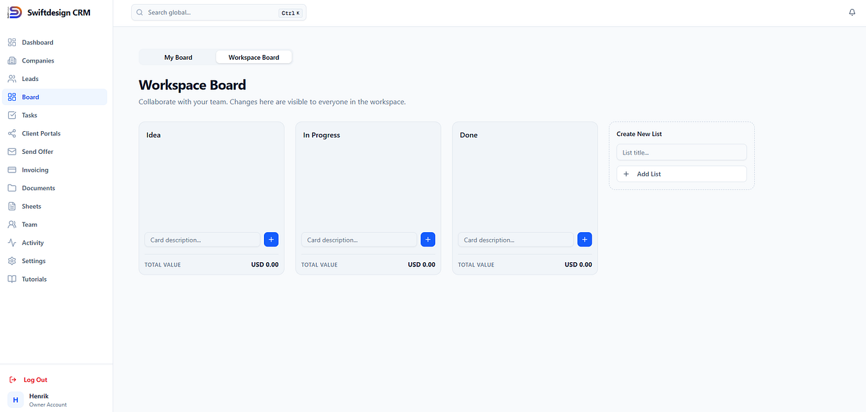 SwiftDesign CRM