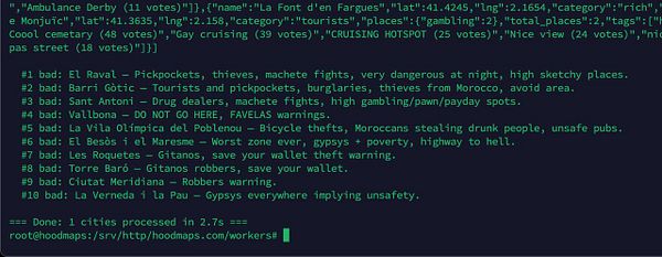 Map of Oakland indicating good and bad areas with green and orange overlays respectively, featuring numerous location markers clustered in certain neighborhoods.