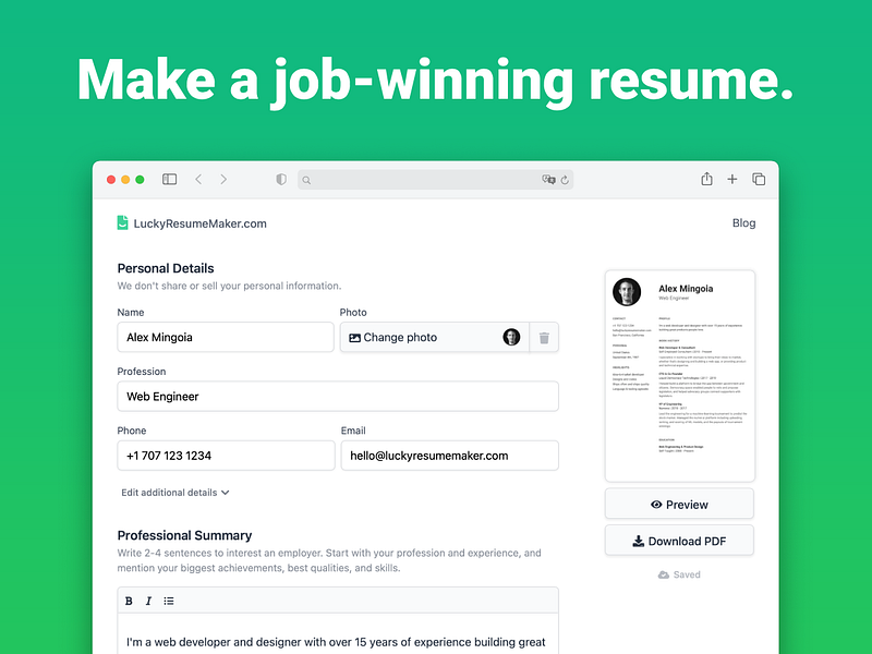 LuckyResumeMaker.com