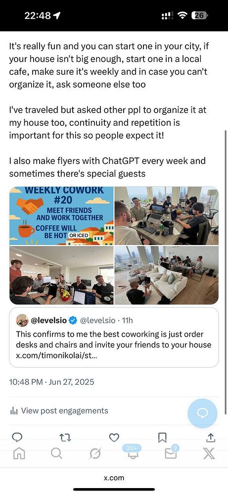 A collage of images showcasing a coworking event with participants engaged in various activities.