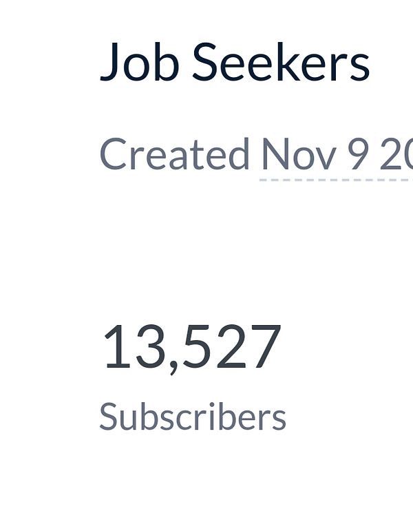 The image displays a subscriber count for a job seekers group.